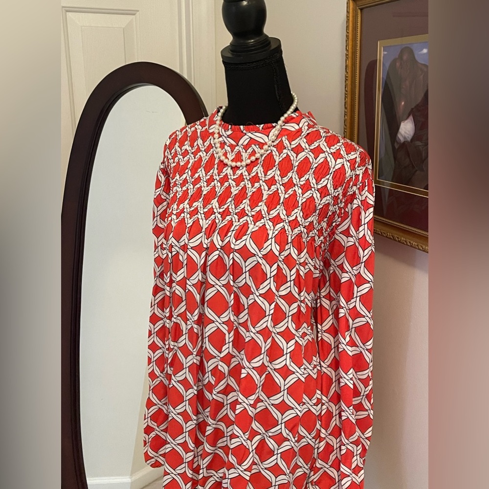 3X Crown and Ivy Redush Orange/White top